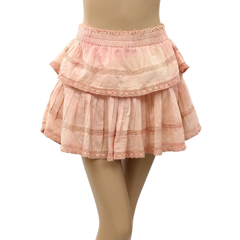 Loveshackfancy Ruffle Girls Mini Skirt Lace Trim Smocked Cotton 12 Years 288319